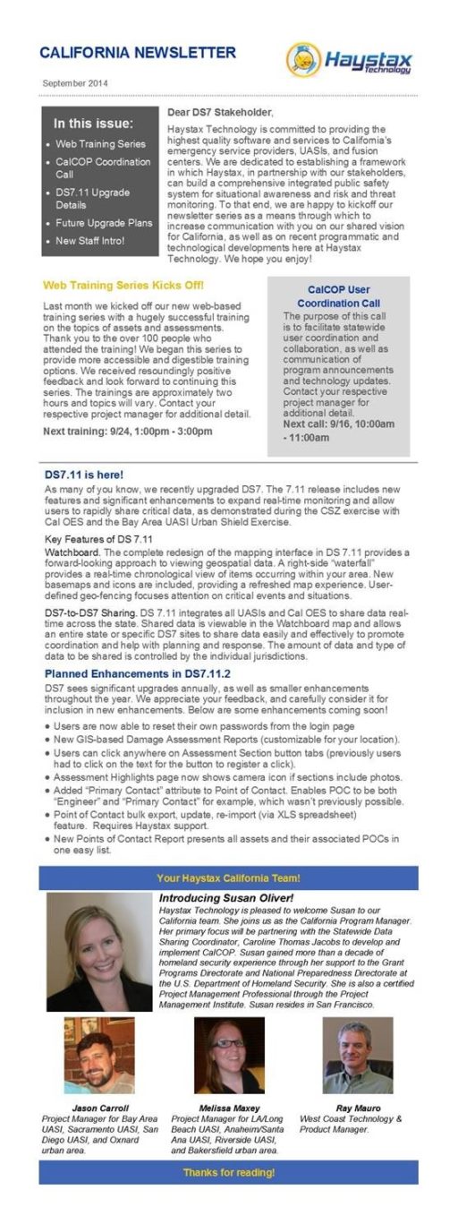 Fall 2014 Newsletter